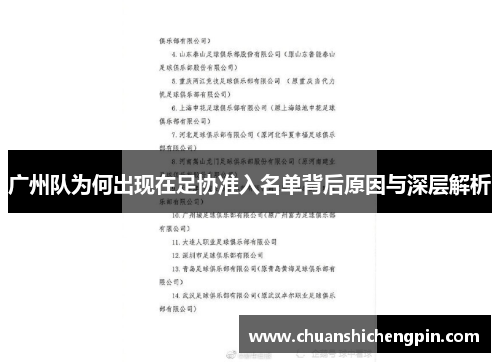 广州队为何出现在足协准入名单背后原因与深层解析